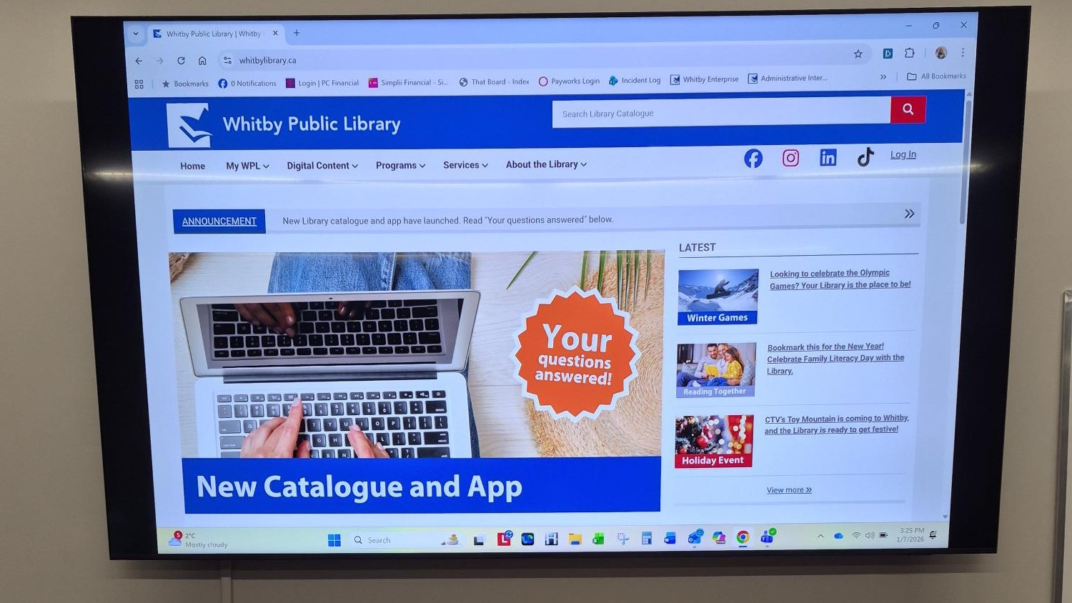 Image of Smart TV in Meeting Room 1A and 2A
