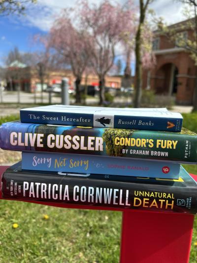 Books stack up.
