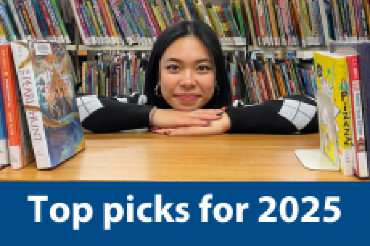 Woman looking through book shelf