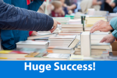 Shopping at a book sale